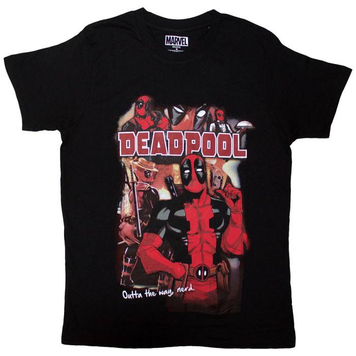 Marvel Comics Unisex T-Shirt: Deadpool Outta The Way Nerd (Black) 220695