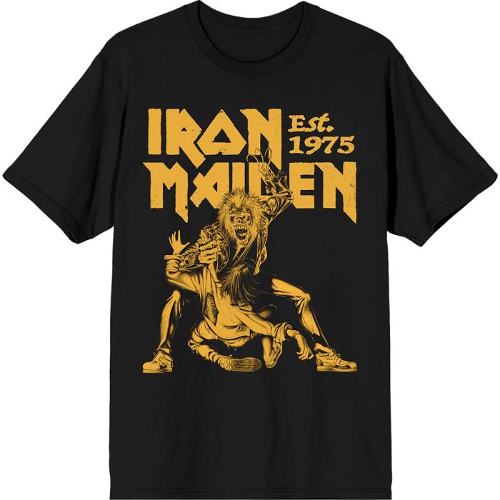 Iron Maiden Unisex T-Shirt: Est. 1975 Claw Yellow Graphic (Black) 221319