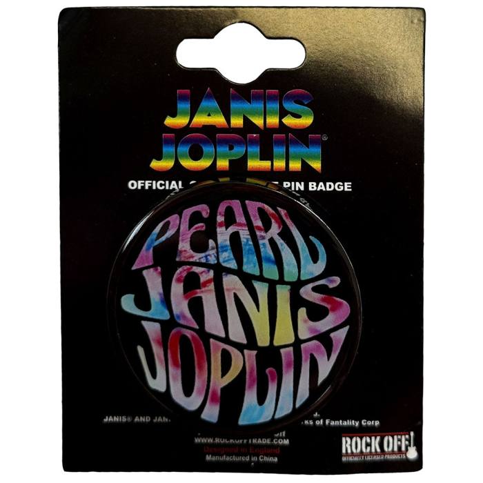 Janis Joplin Pin Badge: Pearl Emblem Colour 221460