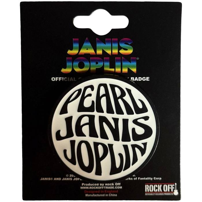 Janis Joplin Pin Badge: Pearl Emblem Mono 221461