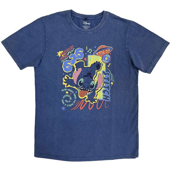 Disney Unisex Stone Wash T-Shirt: Lilo & Stitch 626 Handstand (Kavbojsko modra) 221541