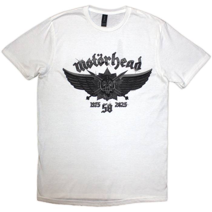 Motorhead Unisex T-Shirt: 50 Years Wings Badge (bela) 222069
