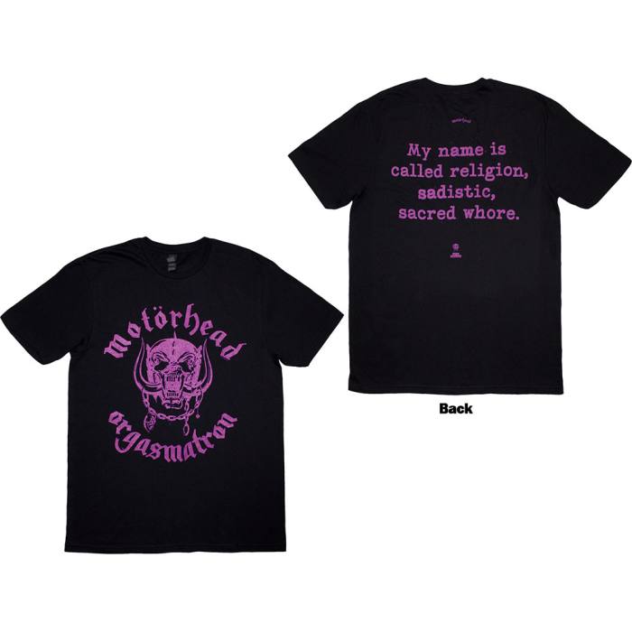 Motorhead Unisex T-Shirt: Orgasmatron Lyric (Black) 222105