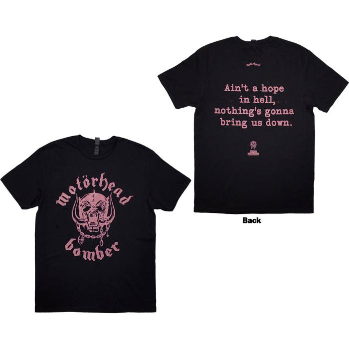 Motorhead Unisex T-Shirt: Bomber Lyric (črna, potisk spredaj in zadaj) 222129