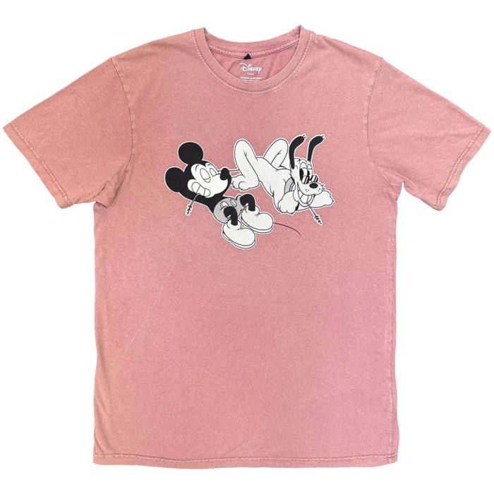 Disney Unisex Stone Wash T-Shirt: Mickey & Pluto Relax (Kashmir Red) 222177