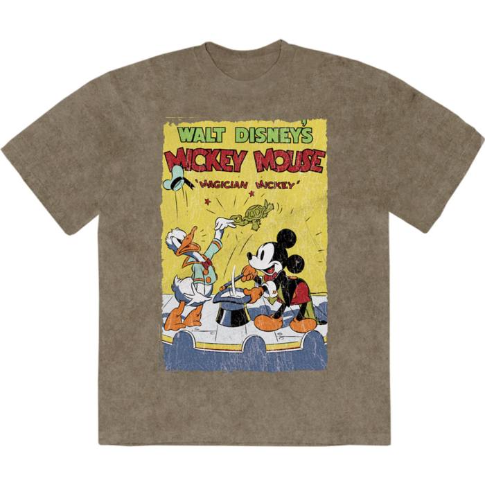 Disney Unisex Stone Wash T-Shirt: Mickey Magician (Green) 222195