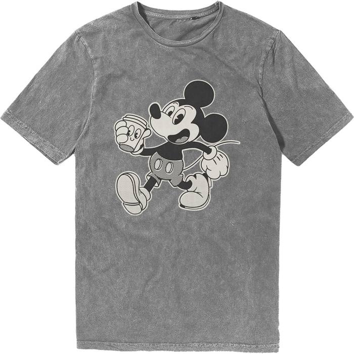 Disney Unisex Stone Wash T-Shirt Mickey Vintage Walk (siva) 222213