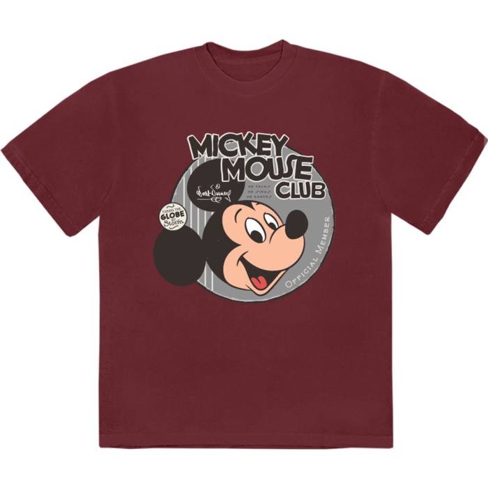 Disney Unisex T-Shirt: Mickey Mouse Club (Maroon Red) 222291