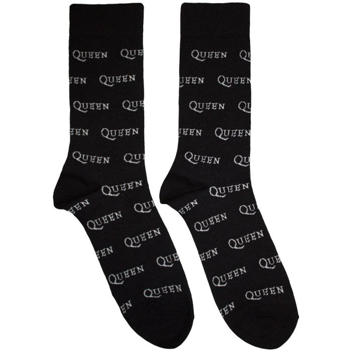 Queen unisex kratke nogavice Logo Repeat Mono (črne, UK 6–11) 222925