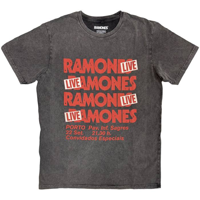 Ramones Unisex Stone Wash T-Shirt: Concert (Charcoal Grey) 222995
