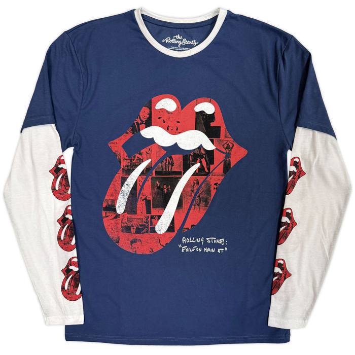 The Rolling Stones Unisex Layered Long Sleeve T-Shirt Collage Tongue (denim modra & bela) 223149