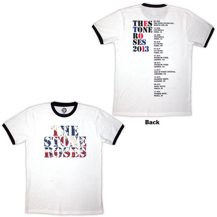 The Stone Roses Unisex Ringer T-Shirt 2013 Tour (bela, back print) 223617