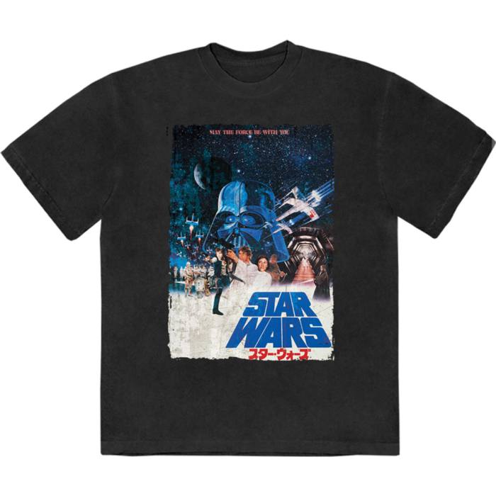 Star Wars Unisex Stone Wash T-Shirt: May The Force Be With You (črna) 223701