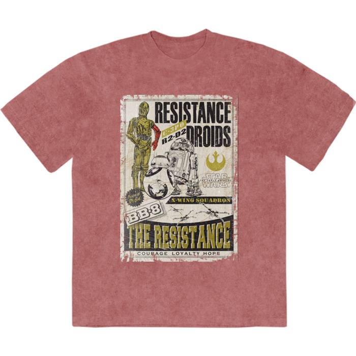 Star Wars Unisex Stone Wash T-Shirt: Resistance Droids (Kashmir rdeča) 223713