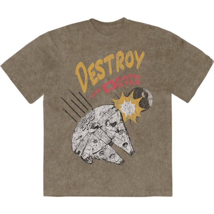 Star Wars Unisex Stone Wash T-Shirt: Destroy Death Star (zelena) 223743