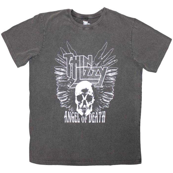 Thin Lizzy unisex Stone Wash T-Shirt Angel Of Death (charcoal grey) 223860