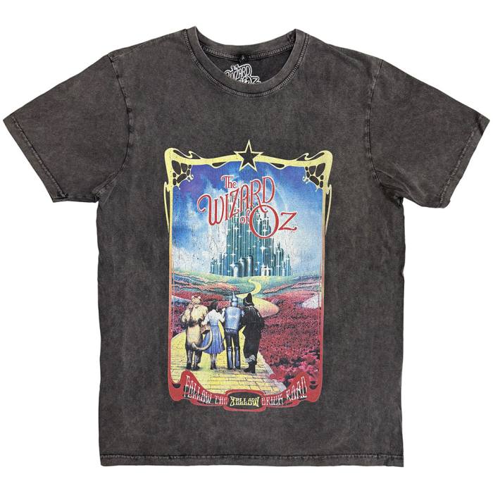 The Wizard of Oz unisex Stone Wash T-Shirt Yellow Brick Road (temno siva) 223962