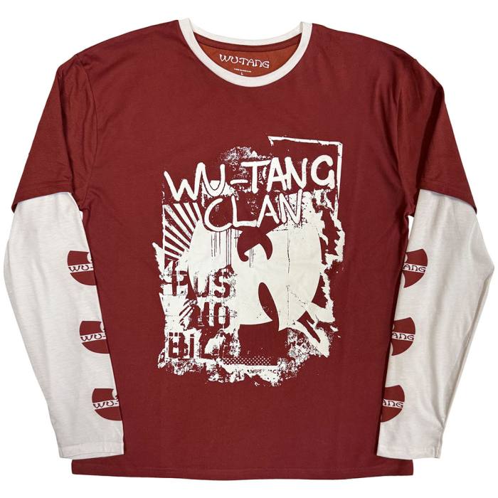 Wu-Tang Clan Unisex Layered Long Sleeve T-Shirt: Graffiti (Rdeča in Bela) (Sleeve Print) 224107