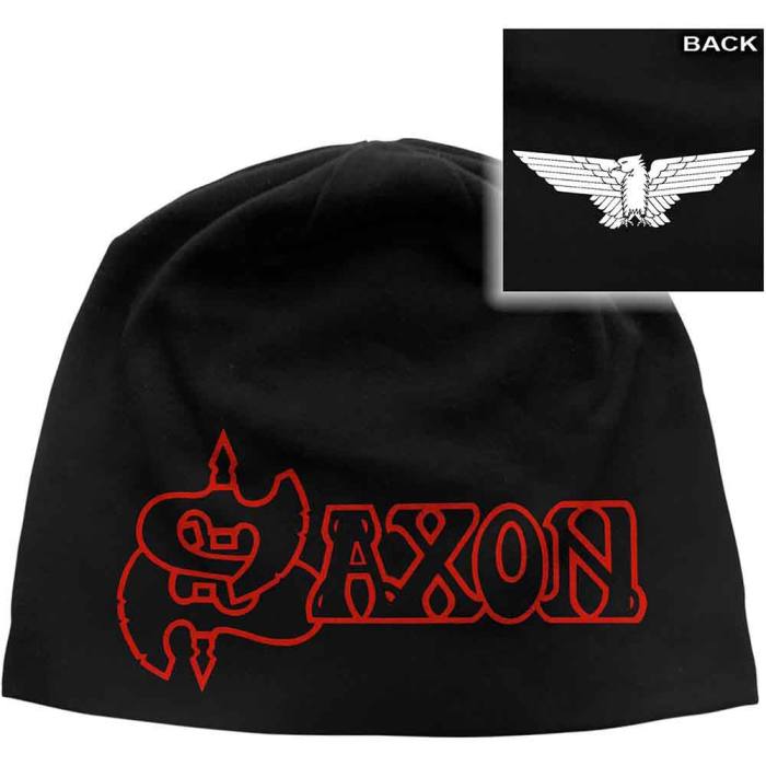 Saxon Unisex Beanie Hat: Logo & Eagle (Back Print) 234616