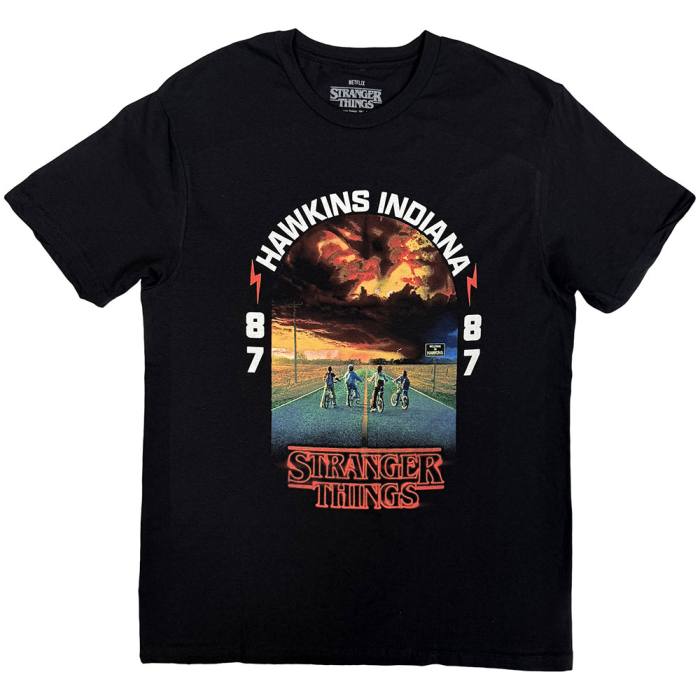 Stranger Things Unisex T-Shirt: Hawkins 008 (Črna) 248550