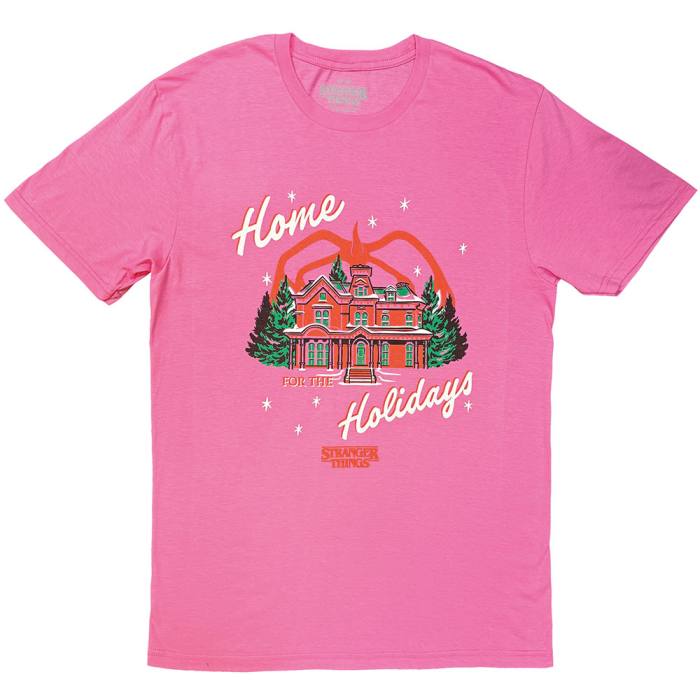 Stranger Things Unisex T-Shirt: Home Holidays (roza) 248652