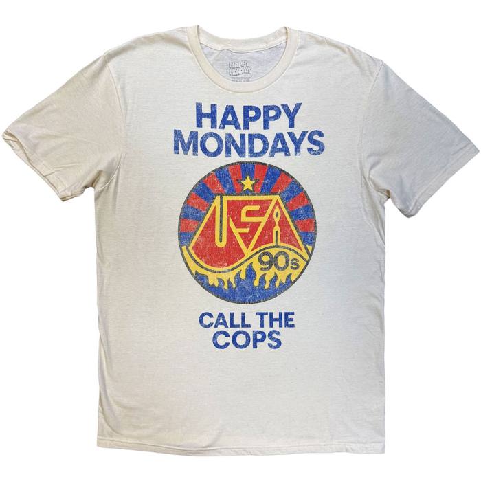 Happy Mondays Unisex T-Shirt: Call The Cops (Natural) 249086