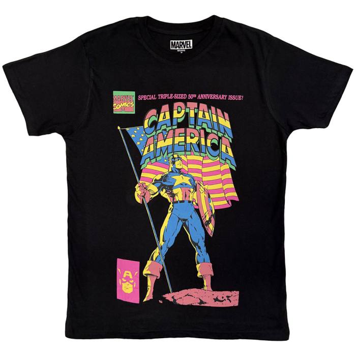 Marvel Comics Unisex T-Shirt: Captain America 50Th Anniversary (Črna) 249297