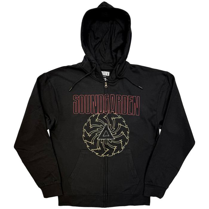 Soundgarden Unisex Zipped Hoodie: Spiral & Logo (Black) 249698