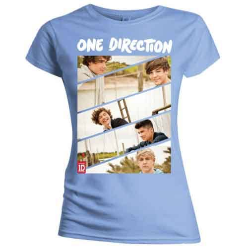 Girlie shirt One Direction: Band Sliced Light Blue 250159